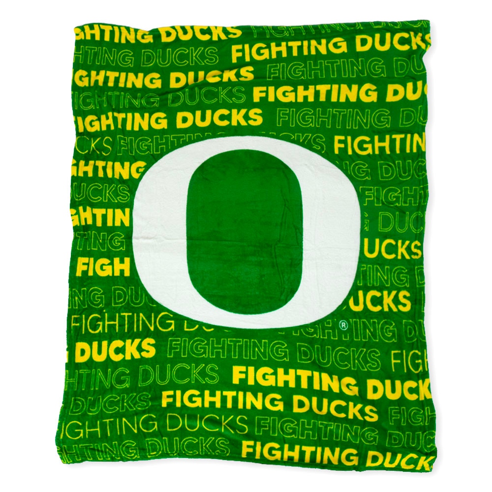 Classic Oregon O, Logo Brand, Green, Blankets & Pillows, Polyester, Home & Auto, 50"x60", Fleece, 953701